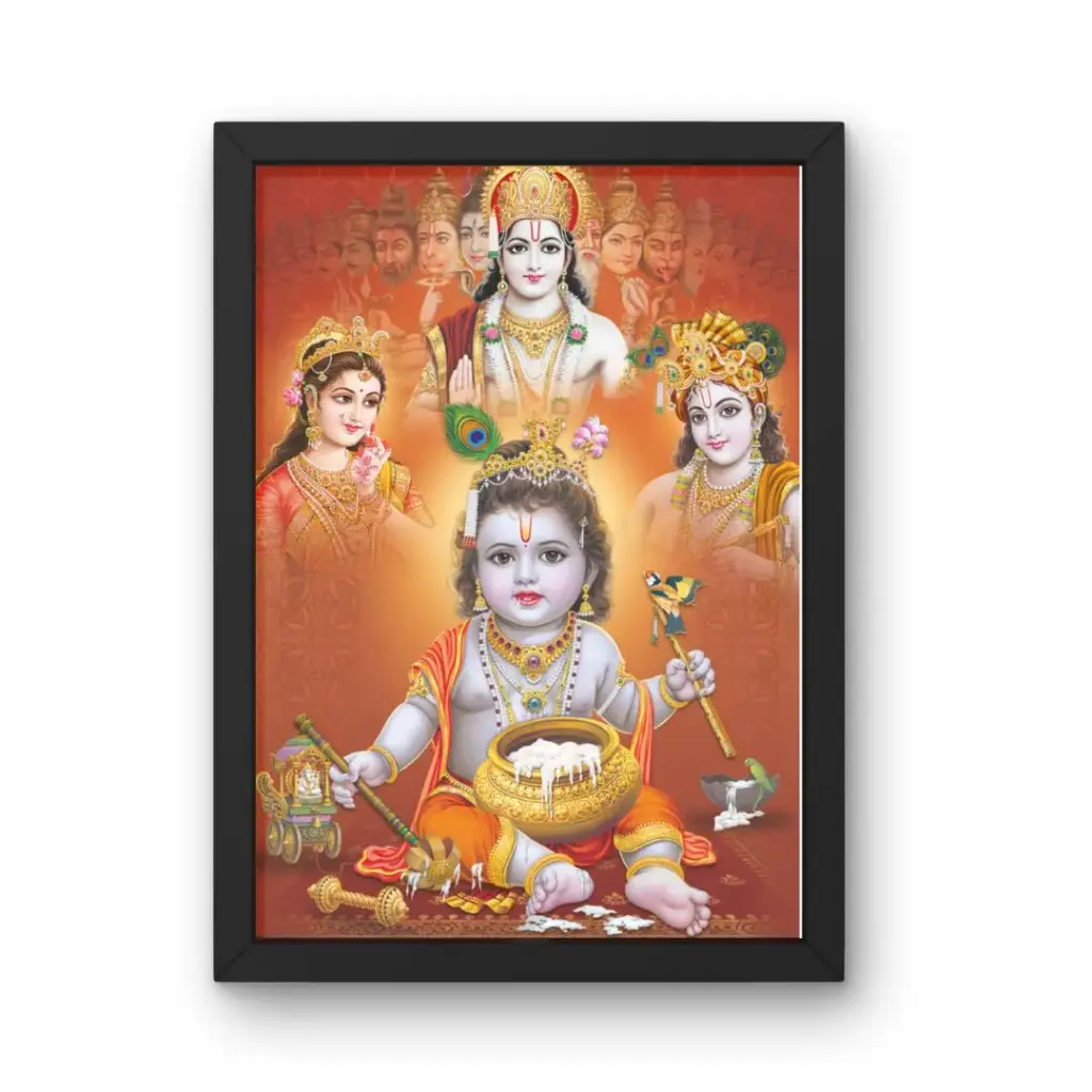 Bal Krishna Adorable Wooden Photo Frame 