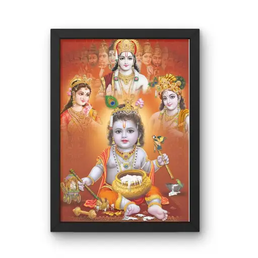 Bal Krishna Adorable Wooden Photo Frame 